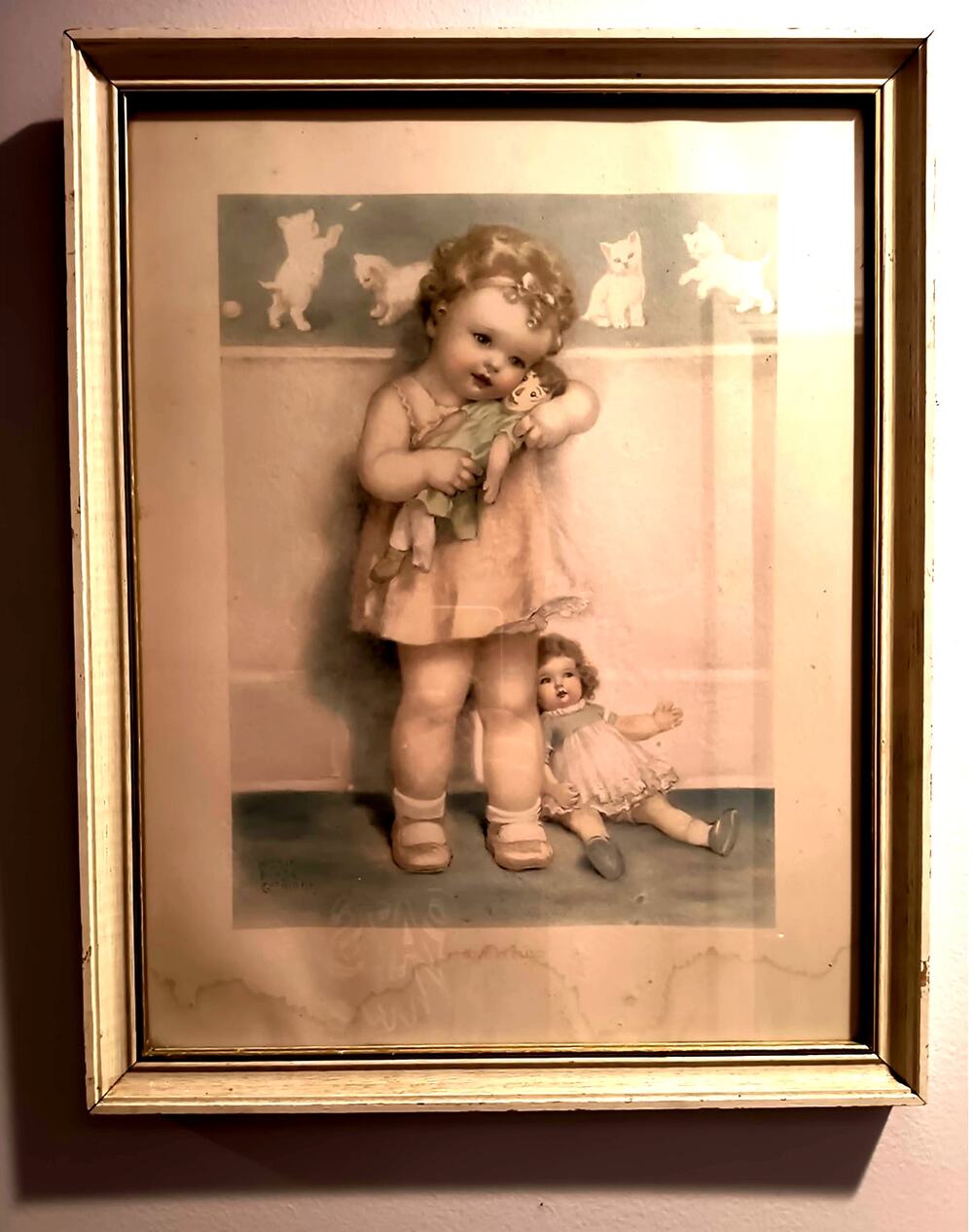 1989.  Framed Vintage Original Print Love is Blind Bessie Pease Gutmann 16 x 20